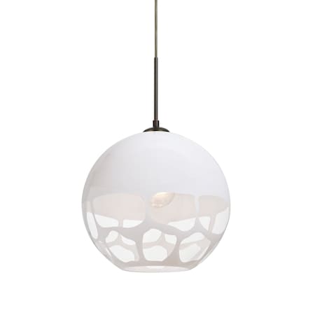 Besa Lighting Rocky Cord Pendant, White, Bronze Finish, 1x60W Incandescent 1JT-ROCKYWH-BR